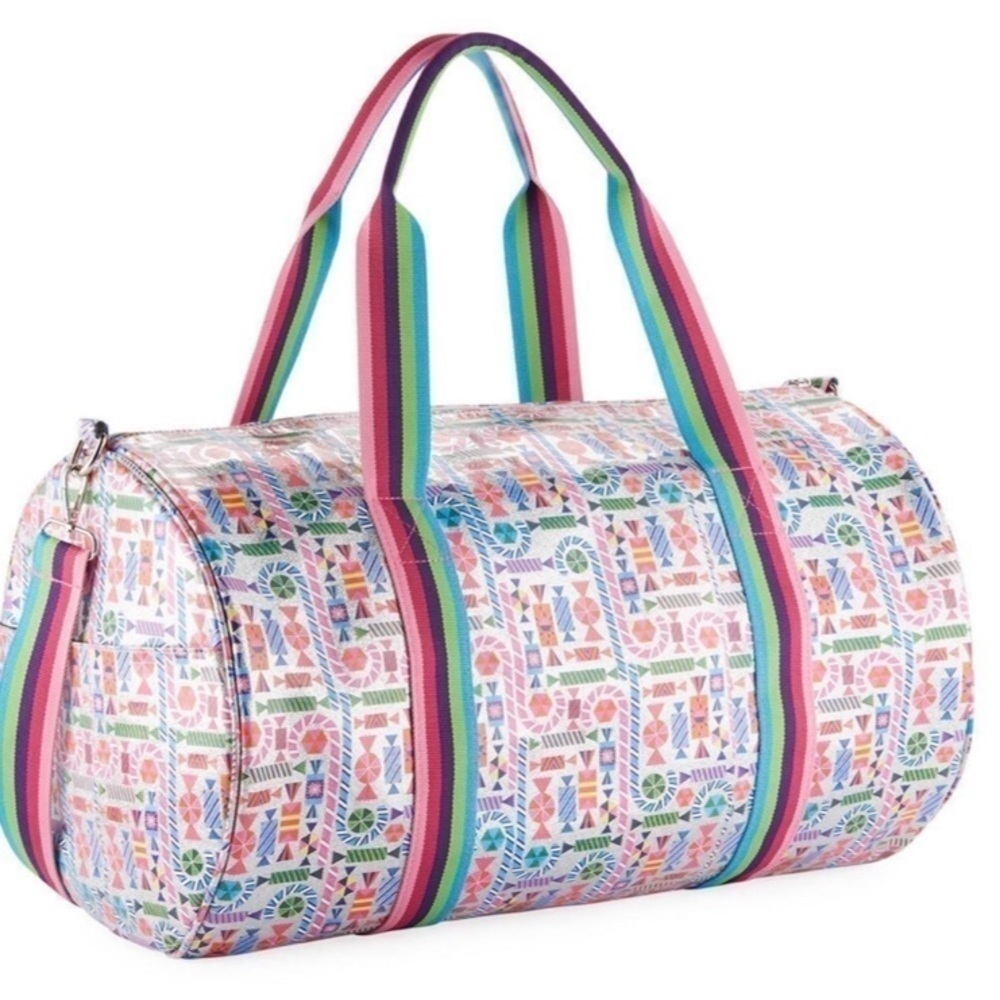 Bari Lynn silver candy print duffel bag